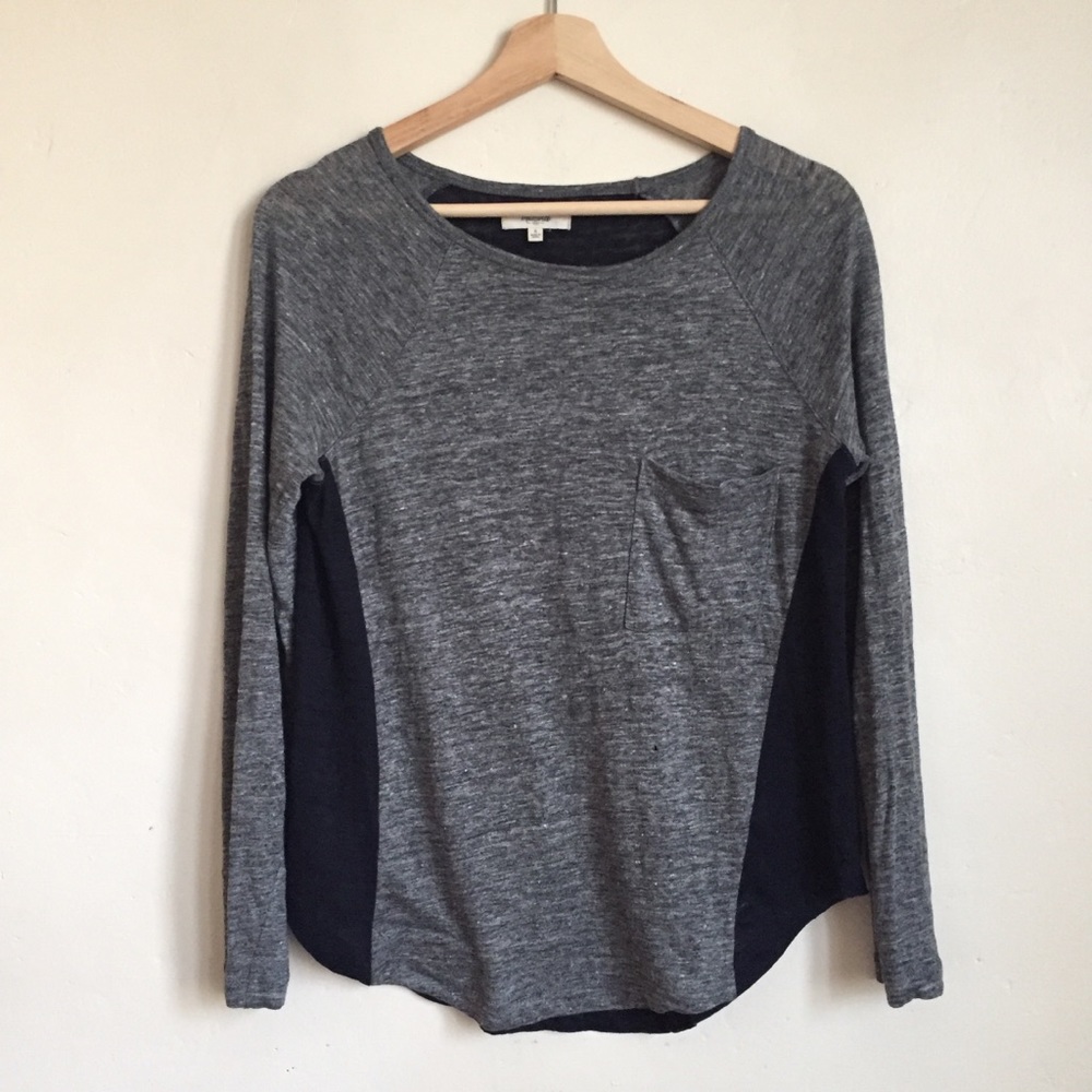 Madewell Linen Curveball Tee in Colorblock Sz S